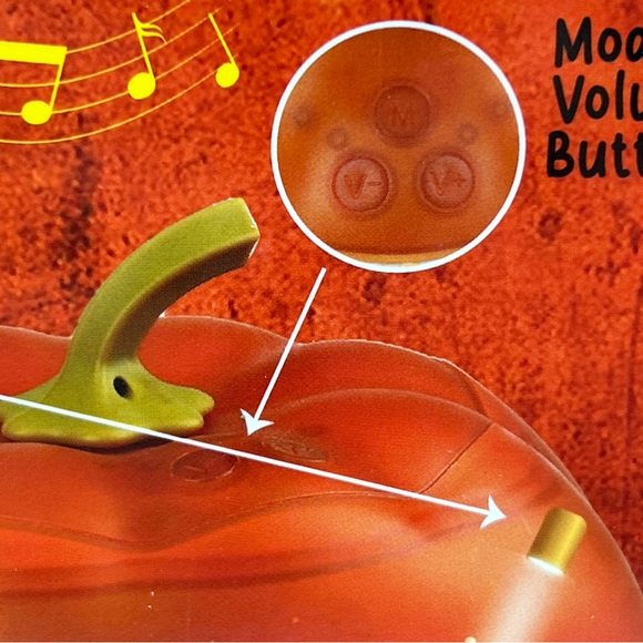 Halloween LED Pumpkin w/Speakers,Halloween Music 5-Fun & Spooky Faces 7.5x8.5” - Picture 6 of 9